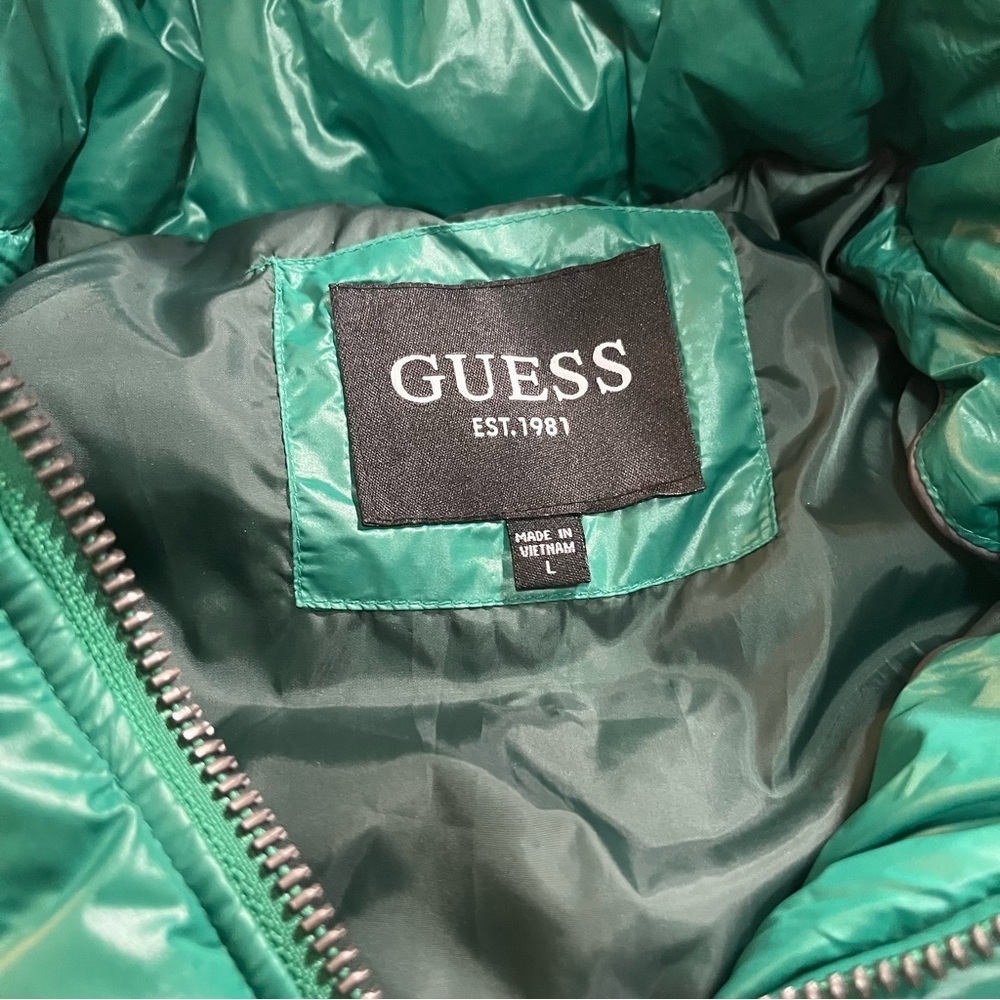 GUESS Kelly Green Men’s Puffer Jacket Size Large - Picture 7 of 14